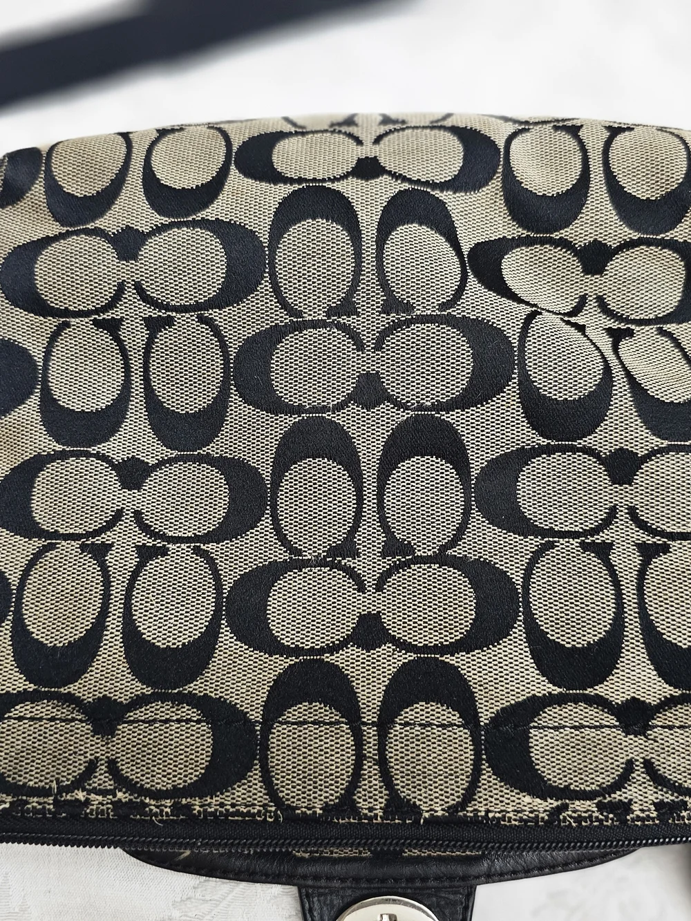Coach Penelope Signature Canvas Crossbody Bag in Black & Tan